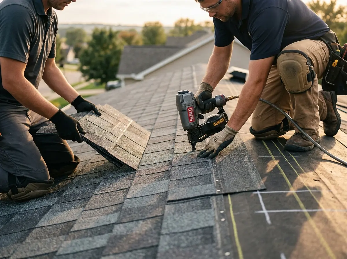 Professional roofer working on a residential roof in Santa Clara